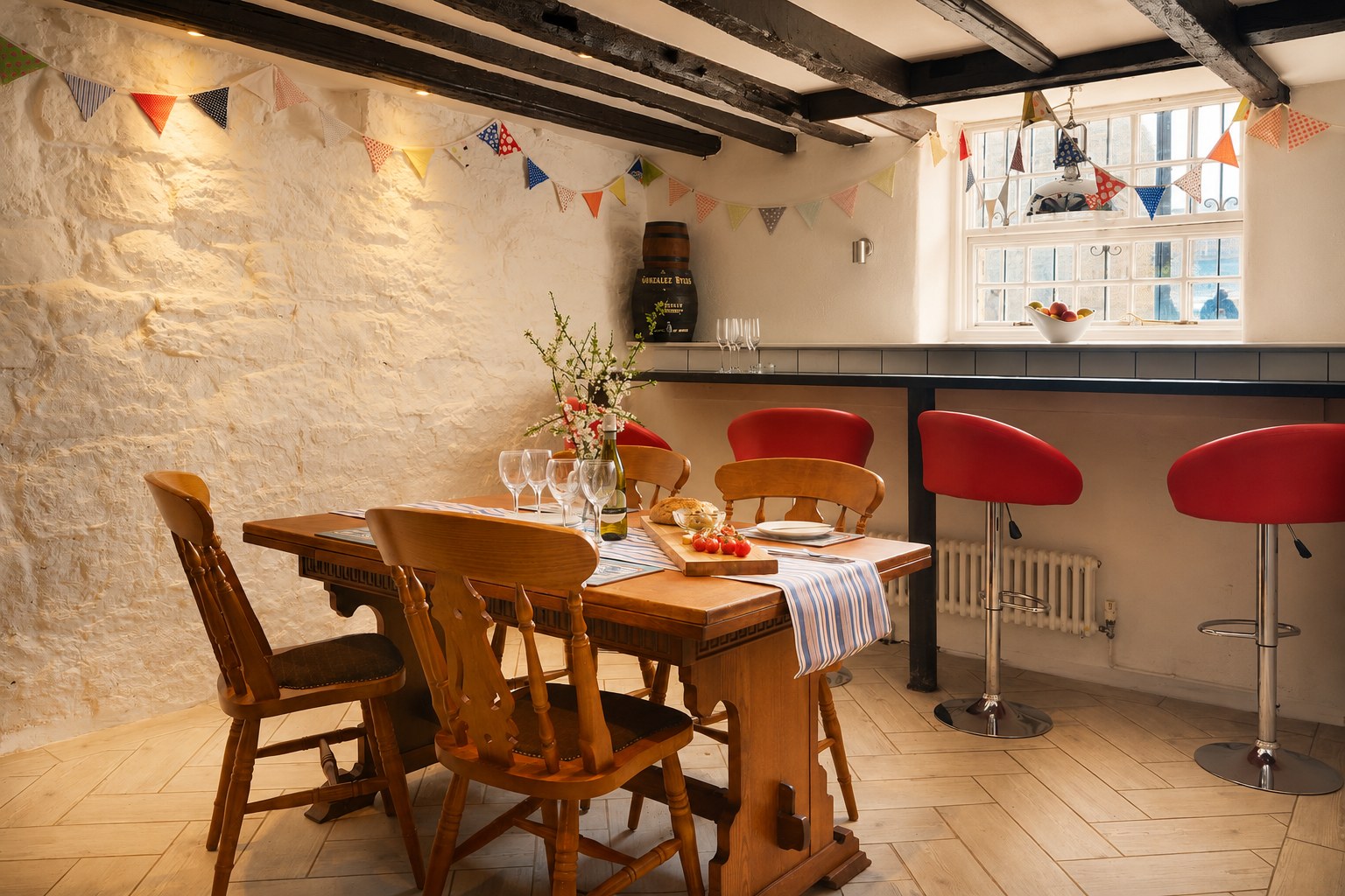Kitchen diner with bunting